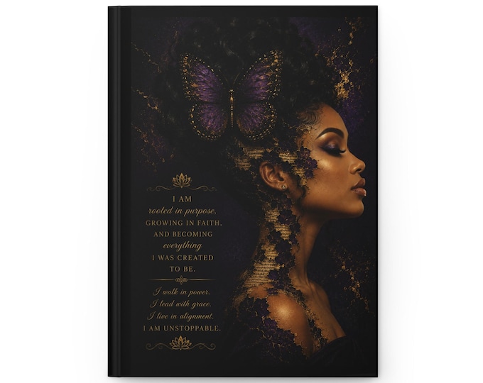Purple Butterfly Affirmation Hardcover Journal | Inspirational Self-Love Notebook