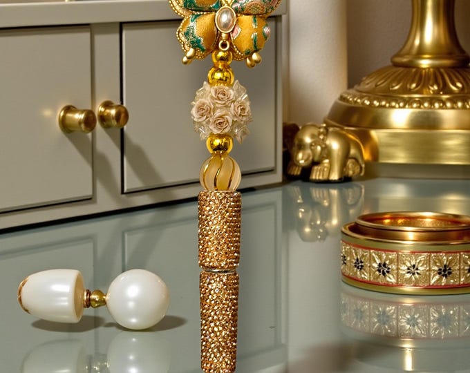 Yellow Quilted Butterfly  Rhinestone Pen: Jeweled Desk Accessory