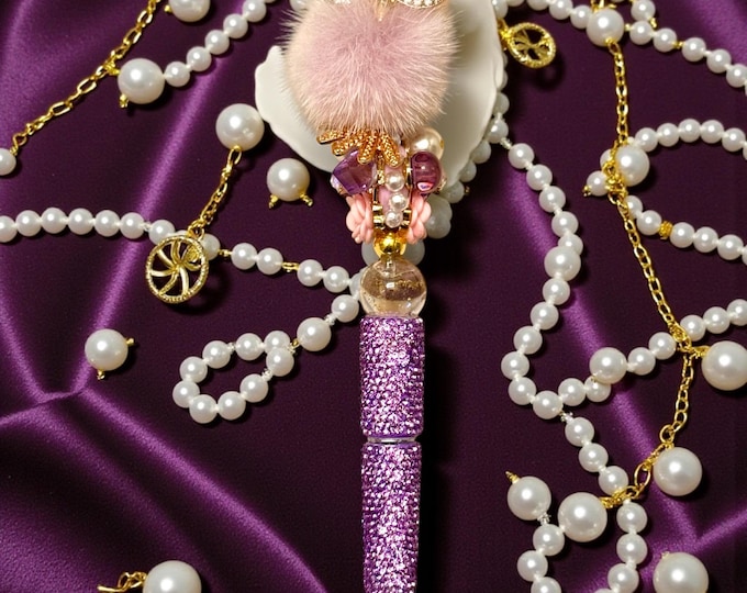 Purple Fluffy Owl Rhinestone Pen: Jeweled Desk Accessory