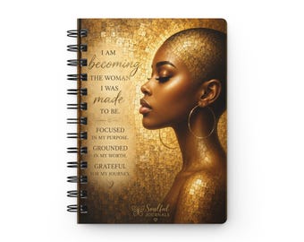Brown Mosaic Portrait Spiral Journal | Affirmation Gratitude Notebook
