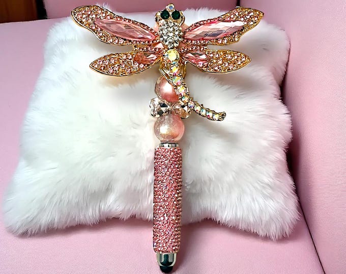 Jeweled Pink Dragonfly stylus pens