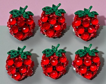 Strawberry Rhinestone DIY Beads: Vibrant Craft and Jewelry Embellishments