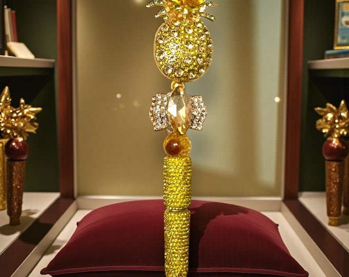 Pineapple Golden Rhinestone Pen: Whimsical Desk Accessory