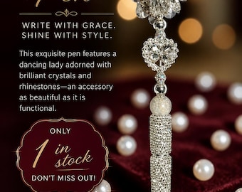 Luxury Dancing Lady Crystal Rhinestone Pen | Elegant Bling Ballpoint Pen | Unique Gift for Women | Glam Desk Accessory | One of a Kind