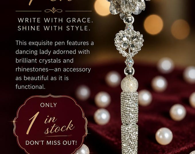 Luxury Dancing Lady Crystal Rhinestone Pen | Elegant Bling Ballpoint Pen | Unique Gift for Women | Glam Desk Accessory | One of a Kind