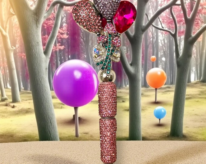 Multi-Color Jeweled Ballon Rhinestone Pen: Jeweled Desk Accessory