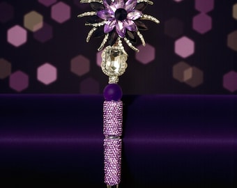 BeautifulPurple Flower Rhinestone Pen: Jeweled Desk Accessory