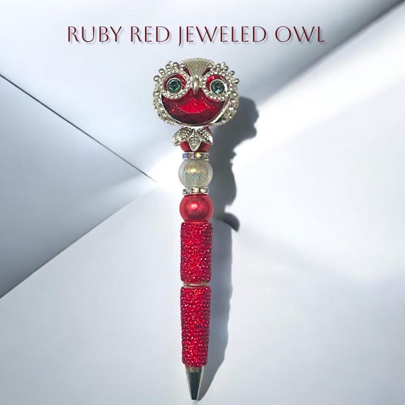 Ruby Red Owl Rhinestone Pen