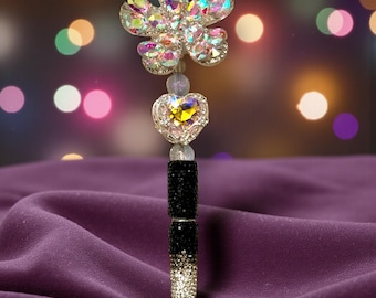 Rainbow  Crystal Flower Rhinestone Pen: Jeweled Desk Accessory