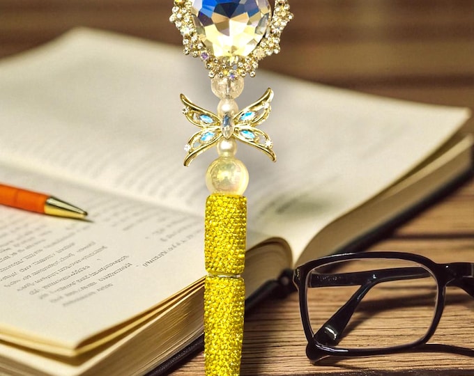 Crystal Heart Rhinestone Pen: Jeweled Desk Accessory
