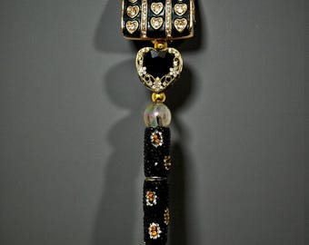 Black Rhinestone Handbag Pen: Jeweled Desk Accessory
