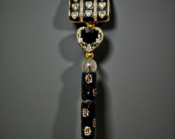 Black Rhinestone Handbag Pen: Jeweled Desk Accessory
