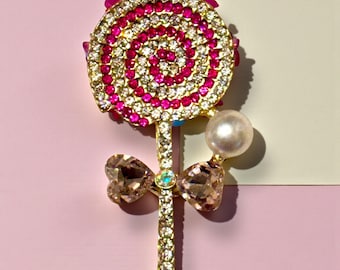 Lollipop Pink Metal and Rhinestone DIY Beads: Vibrant Craft and Jewelry Embellishments