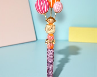 Hot Air Balloon Rhinestone Pen: Whimsical Desk Accessory