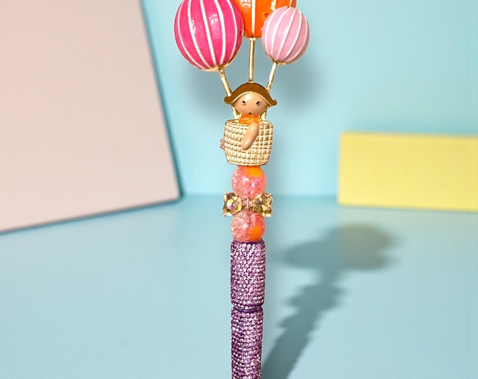 Hot Air Balloon Rhinestone Pen: Whimsical Desk Accessory