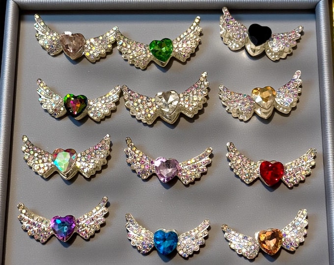 Heart and Wings Rhinestone DIY Beads: Vibrant Craft and Jewelry Embellishments