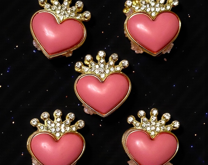Crowned Heart Rhinestone DIY Beads: Vibrant Craft and Jewelry Embellishments
