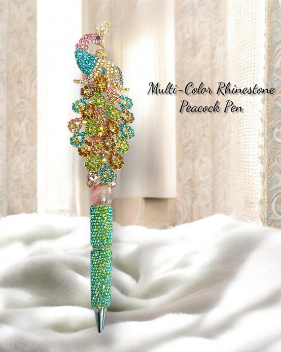 Multi-Colored Peacock Jeweled Pen