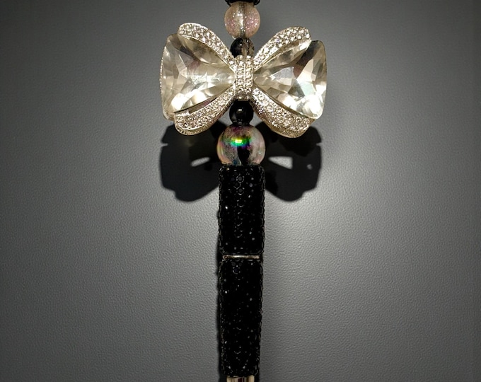 Large Crystal Bow Rhinestone Pen: Jeweled Desk Accessory