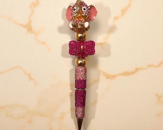 Whimsical Rhinestone Baby Elephant Pen: Jeweled Desk Accessory