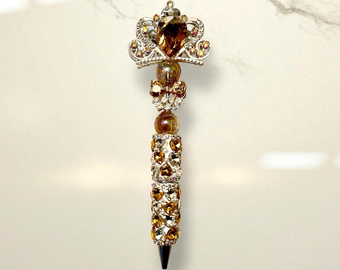 Jeweled Crown Rhinestone Pen: Elegant Writing Instrument