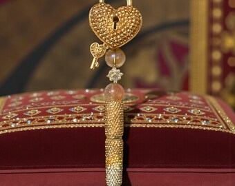 Key to my Heart Gilden Rhinestone Pen: Jeweled Desk Accessory