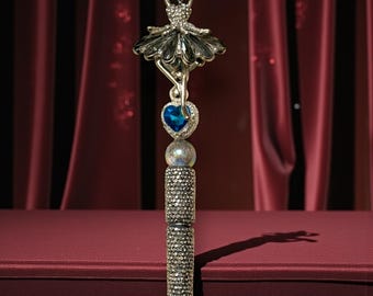 Charcoal Grey Ballerina  Rhinestone Pen: Jeweled Desk Accessory