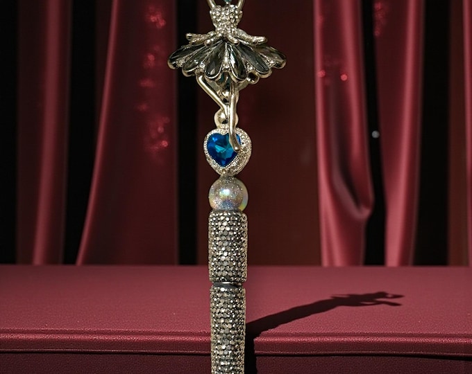 Charcoal Grey Ballerina  Rhinestone Pen: Jeweled Desk Accessory