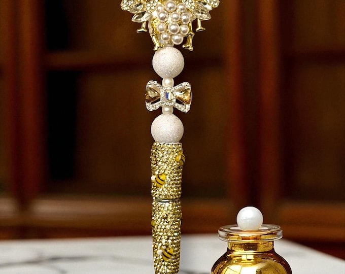 Jeweled Bumble Bee Rhinestone Pen: Jeweled Desk Accessory