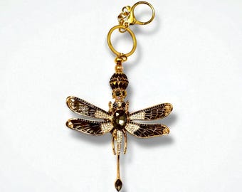Elegant Rhinestone Dragonfly Keychain/Purse Charm
