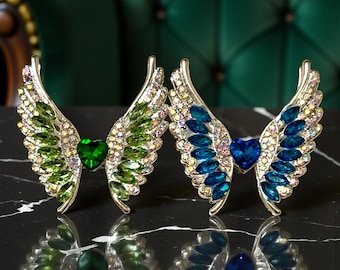 Winged Heart Dual-Sided Metal Rhinestone DIY Beads: Vibrant Craft and Jewelry Embellishments