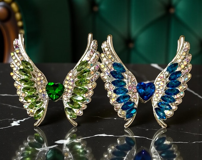 Winged Heart Dual-Sided Metal Rhinestone DIY Beads: Vibrant Craft and Jewelry Embellishments