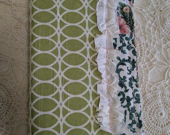 Patchwork fabric junk journal cover with ruffles made with recycled packaging