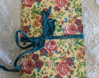 Fabric junk journal cover in warm Autumn colored florals