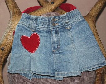 Upcycled skirt handbag, flirty purse with handstitched corduroy heart. Fun and functional.