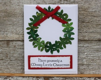 Have yourself a Merry little Christmas paper pieced card blank inside