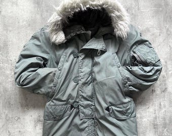 Vintage 90s ALPHA INDUSTRIES Type N3B (N) Parka Jacket Fur Made in
