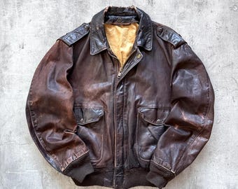 vintage レザー ボンバージャケット フライトジャケット ヴィンテージ 1970年代ヴィンテージSCHOTTレザーフライトジャケット～サイズ38