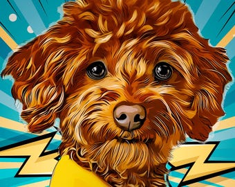 Custom Comic Style Pet Portrait: Vibrant Pop Art (Digital Download)