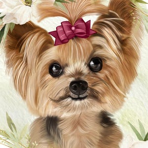 Watercolor Pet Portrait: Personalized Yorkie Dog Illustration (Digital Download 8x10&quot; JPEG