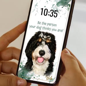 Personalized Pet iPhone Wallpaper – Watercolor Dog or Cat Portrait with Quote | Custom Pet Lock Screen | Digital Pet Gift