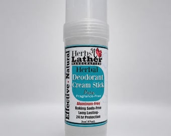 Fragrance-Free Herbal Deodorant Cream Stick: Aluminum & Baking Soda-Free