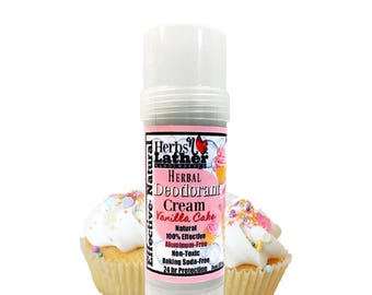 Herbal Deodorant Cream Stick | Vanilla Cake | Aluminum-Free | Baking Soda-Free | Long-Lasting Freshness 3 oz / 87 mL