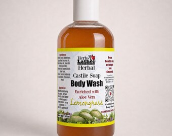 Herbal Castile Soap Body Wash | Aloe Vera, Lemongrass Cleanser
