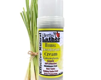 Lemongrass Herbal Deodorant Cream Stick: Aluminum & Baking Soda-Free