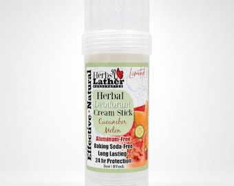 Herbal Deodorant Cream Stick, Cucumber Melon: LIMITED EDITION Scent | Aluminum & Baking Soda-Free