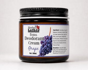 Deodorant Cream | Grape | Aluminum Free | Baking Soda Free | LIMITED EDITION SCENT