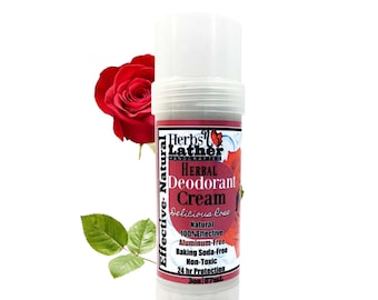 Herbal Deodorant Cream Stick | Delicious Rose | Aluminum-Free | Baking Soda-Free | Long-Lasting Freshness 3 oz / 87 mL