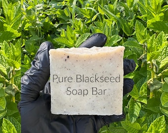 Pure Black Seed Soap Bar – Plant-Based Herbal Soap | Small Batch, Handmade Face and Body Bar with Shea Butter & Ground Black Seed | 4 oz