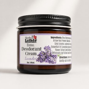 Lavender Deodorant Cream | Aluminum Free and Baking Soda Free | Glass Jar Deodorant | Natural Odor Care